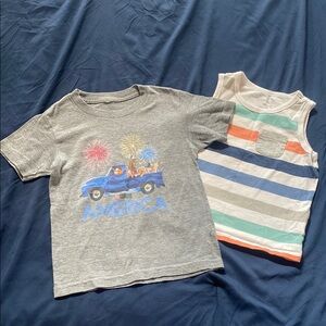 Kids' Gray Graphic Tee and Striped Tank Top